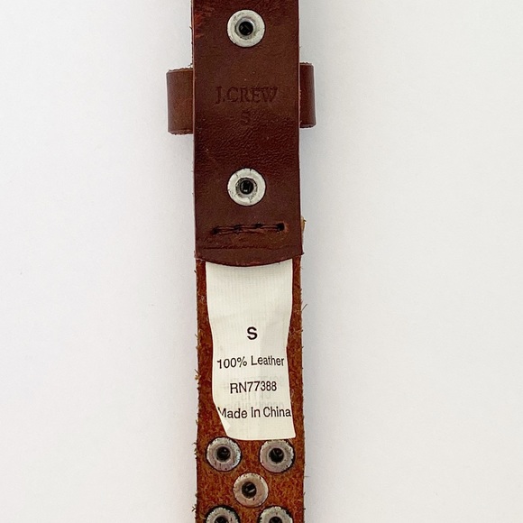 J. Crew Studded Leather Belt with Gold Buckle Sm - Picture 3 of 4